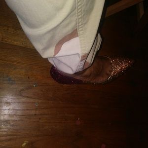 Glittered high heel shoes